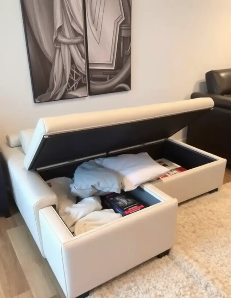 Storage leather sectional