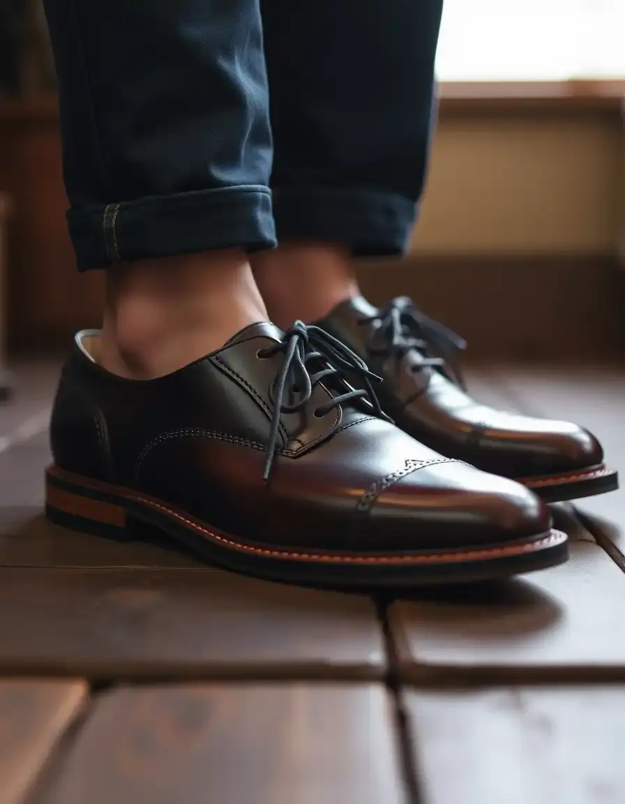 Leather oxford shoes with elegant lacing