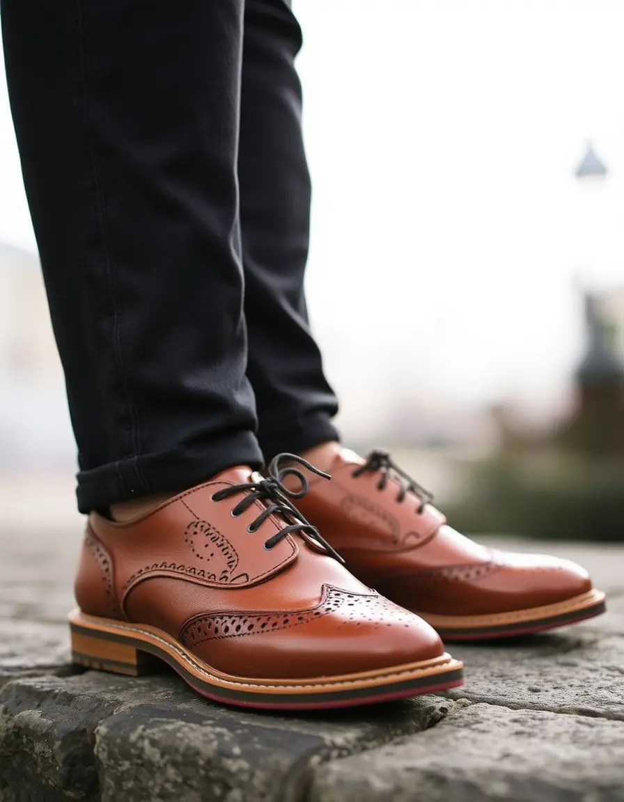 Perforated leather brogue shoes