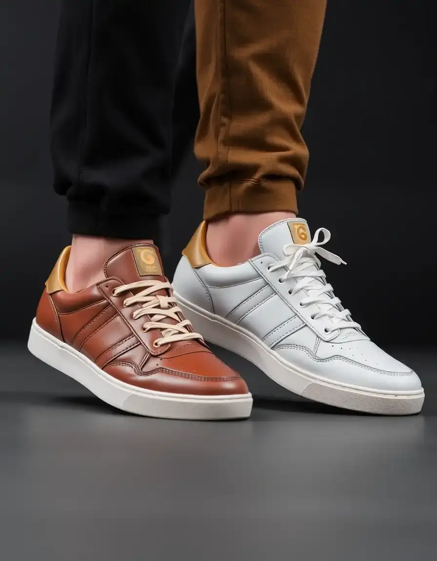 Sporty leather sneakers