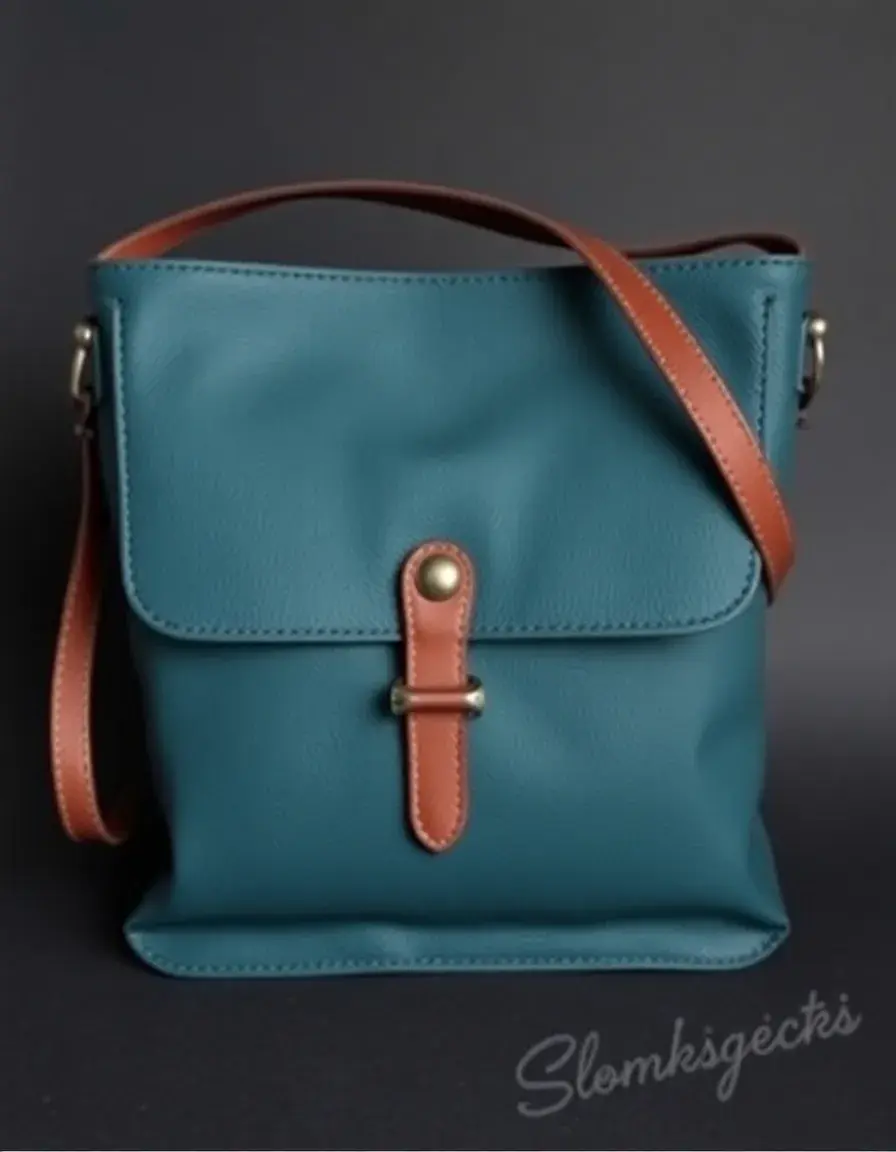 Crossbody leather shoulder bag in rich brown tone