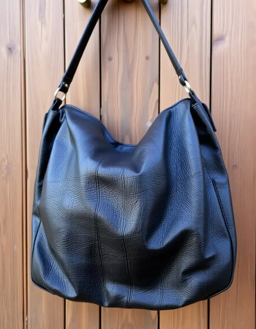 Hobo leather shoulder bag with slouchy silhouette