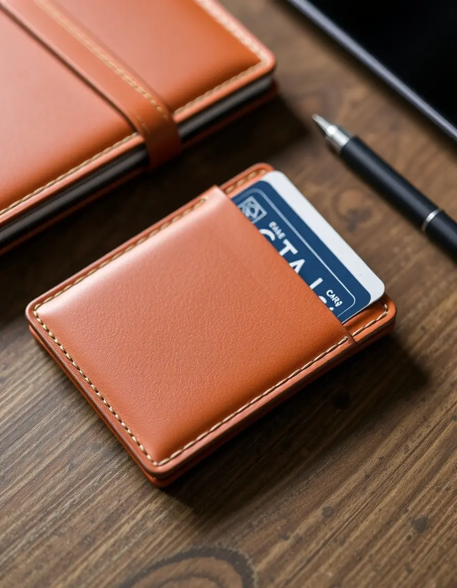 Ultra-slim leather card wallet for minimalist carry