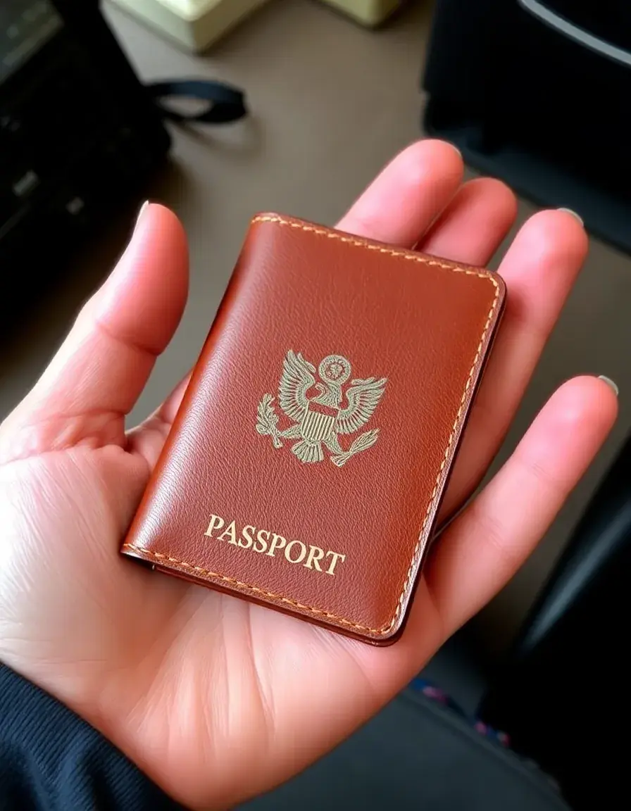 Leather travel passport wallet and organizer