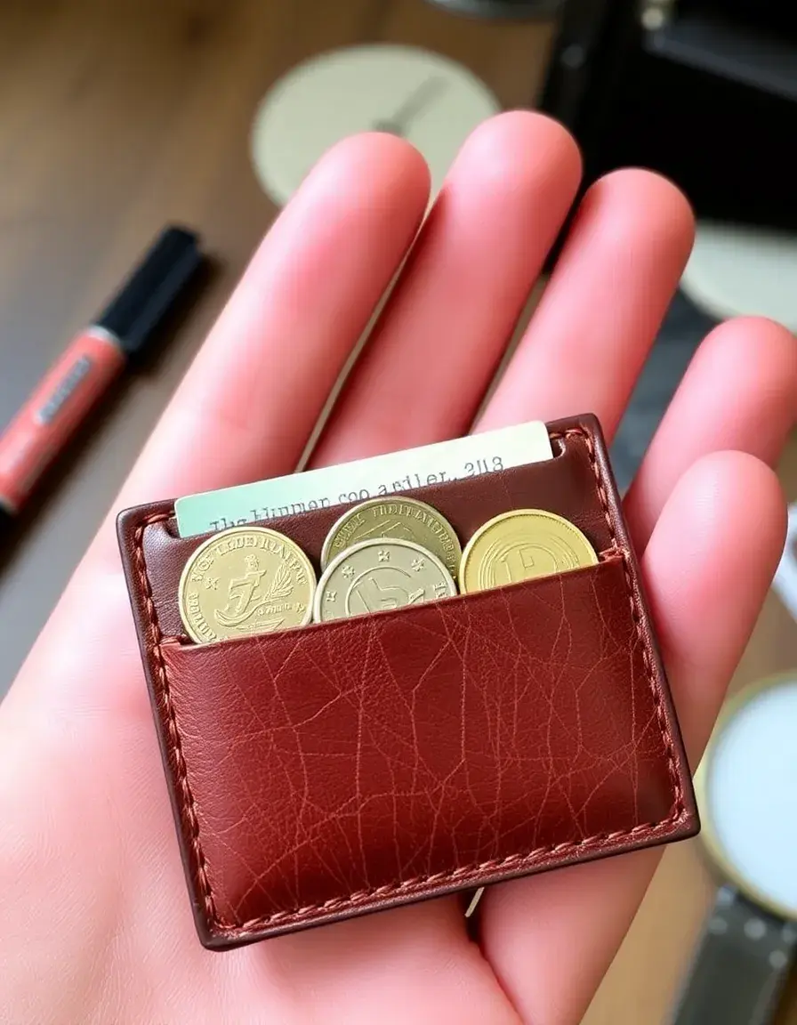 Leather wallet with dedicated coin pocket