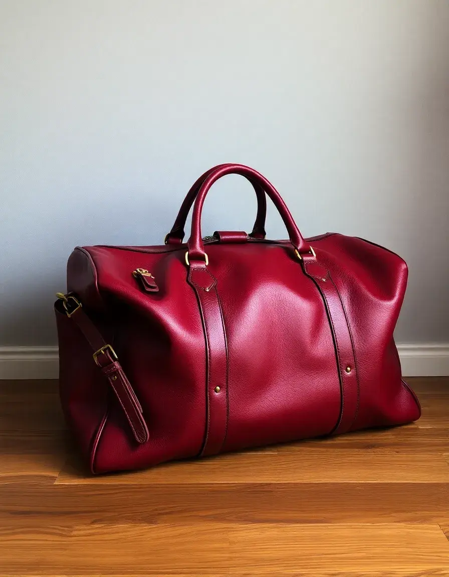 Large leather duffel bag for travel