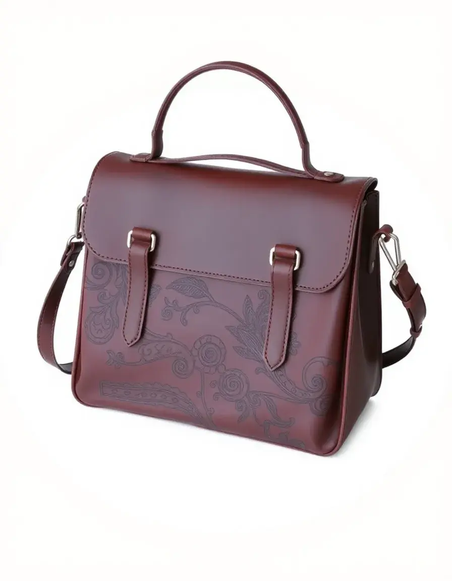 Classic leather satchel bag with flap