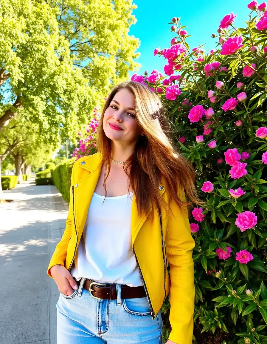 Bright yellow leather jacket