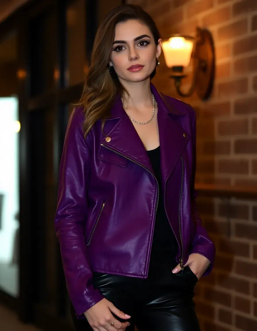 Deep purple leather jacket