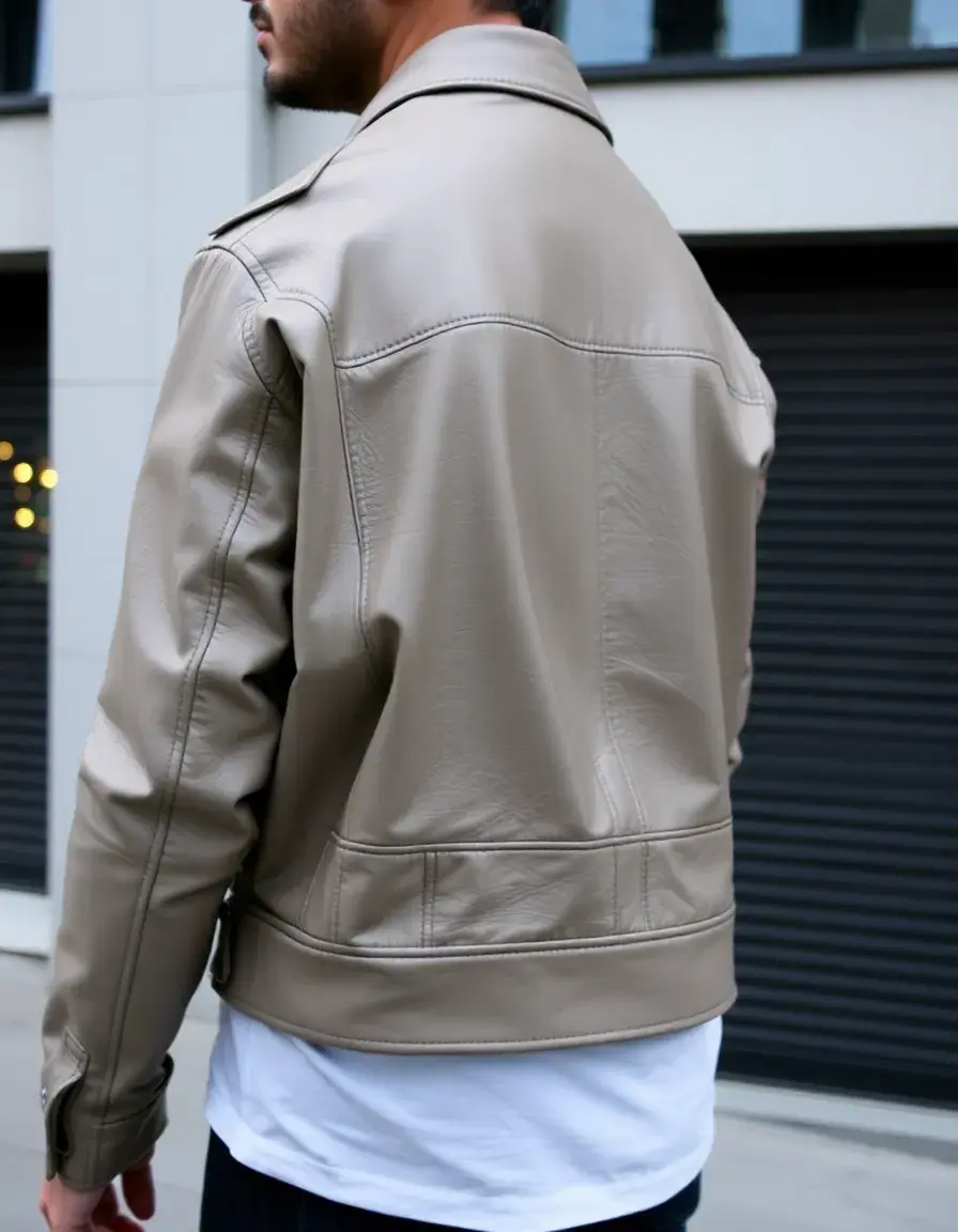 Gray leather jacket