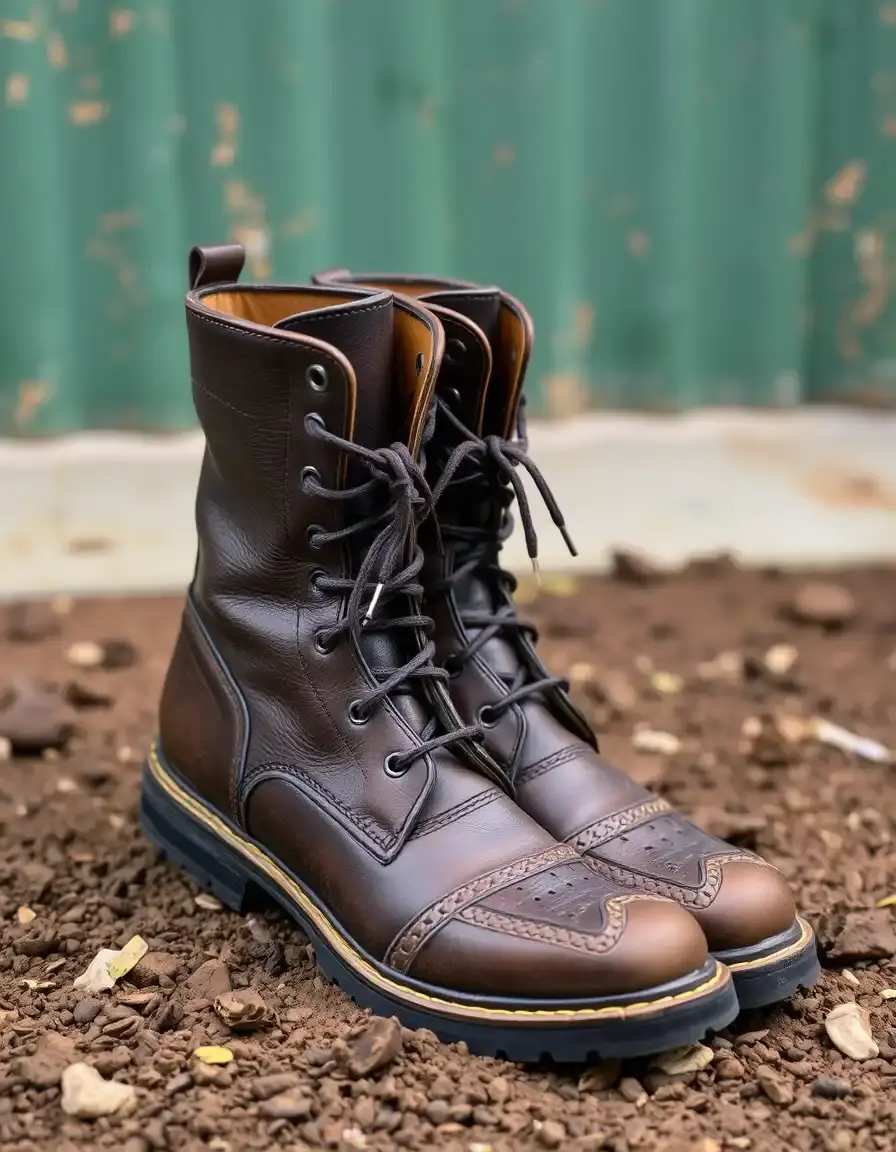 Heavy duty work leather boots