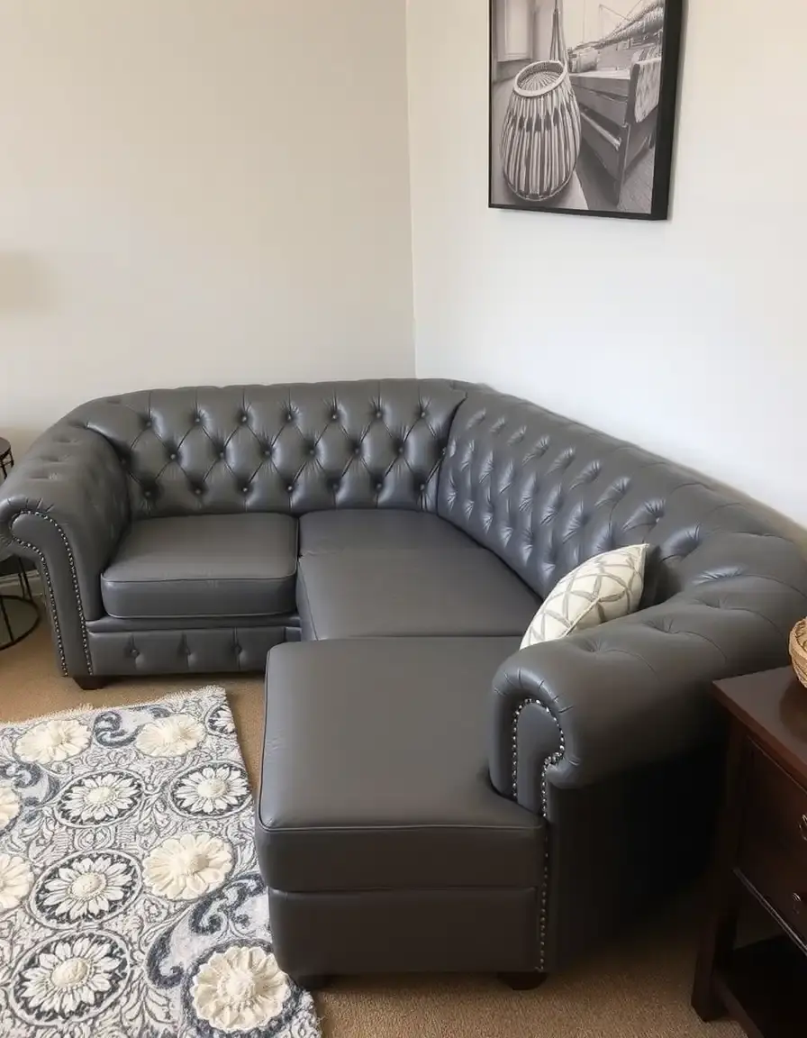 Tufted leather corner sofa