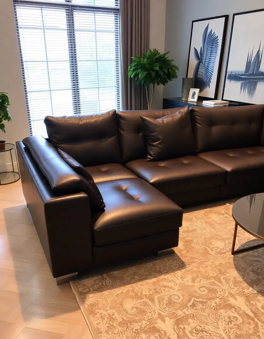 Modern sleek leather corner sofa