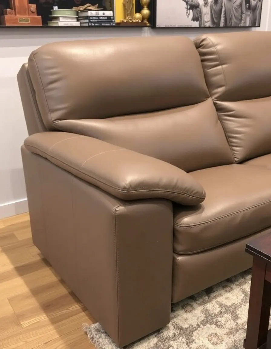 Reclining mechanism leather sofa