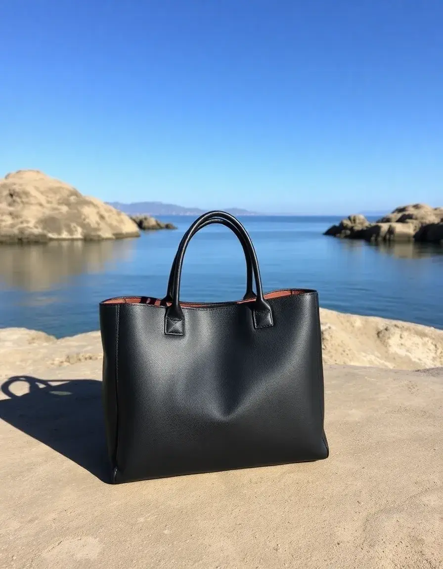 Solid plain leather tote in a deep chocolate brown