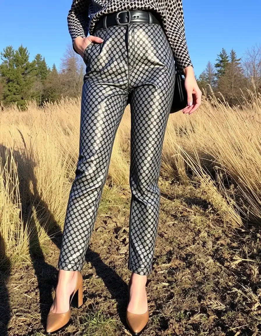 Unique patterned faux leather pants