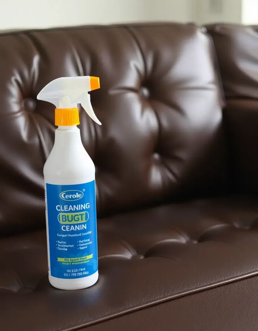 Leather cleaner spray bottle and sponge