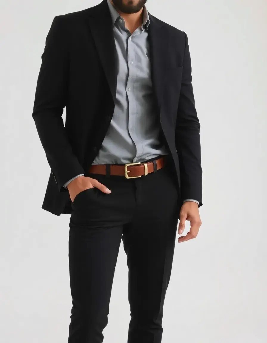 Thin minimalist leather belt for men