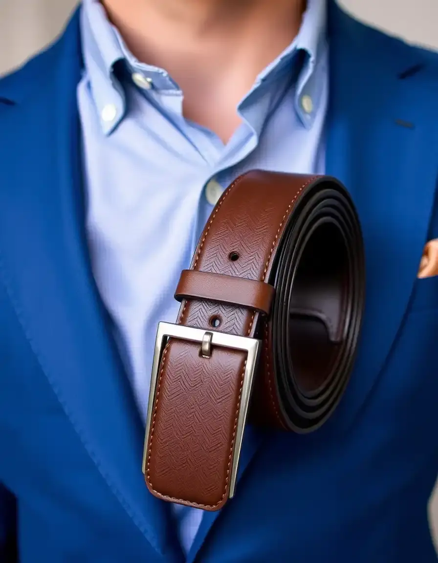 Reversible black and brown leather belt