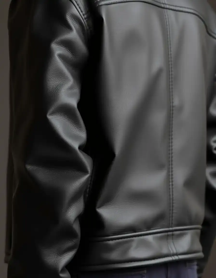 Matte black leather jacket with a tough, non-shiny finish