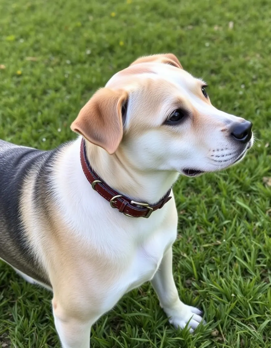 Adjustable leather dog collar with silver buckle