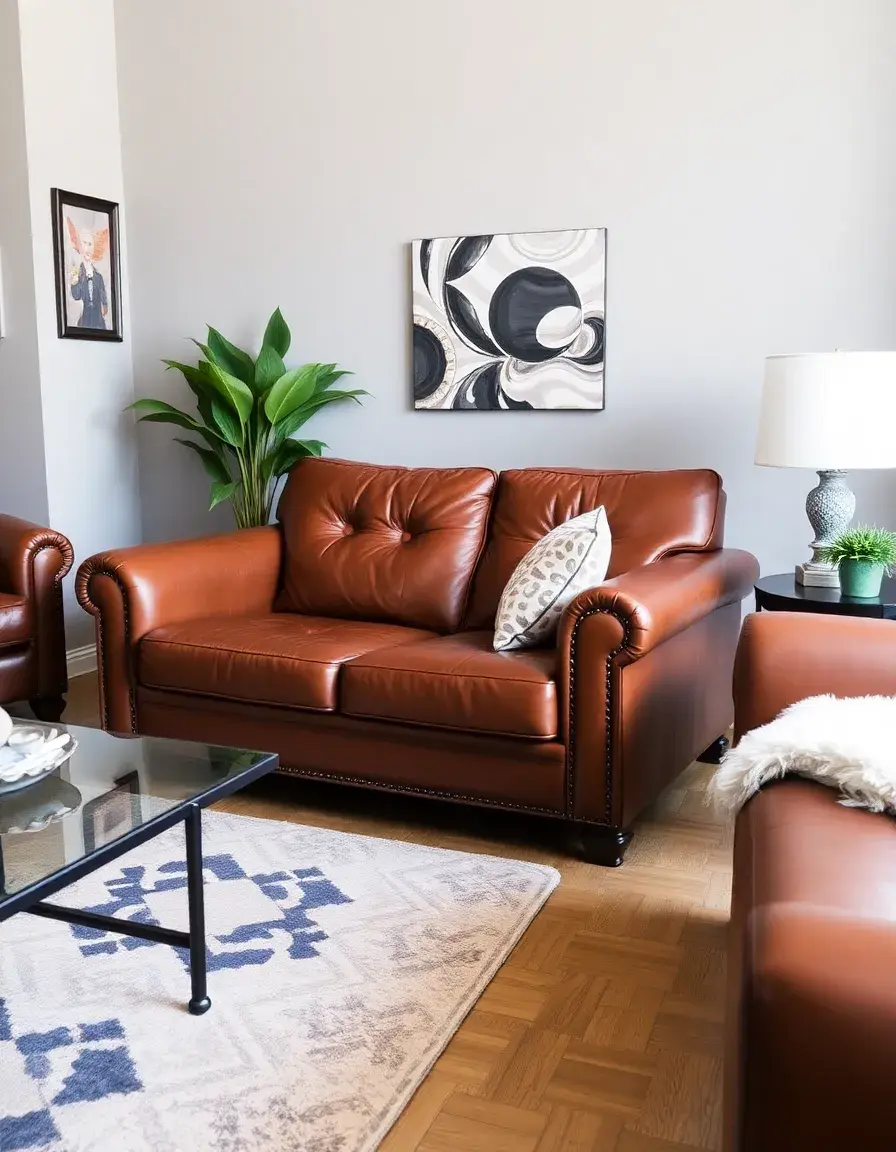 Classic Brown leather loveseat