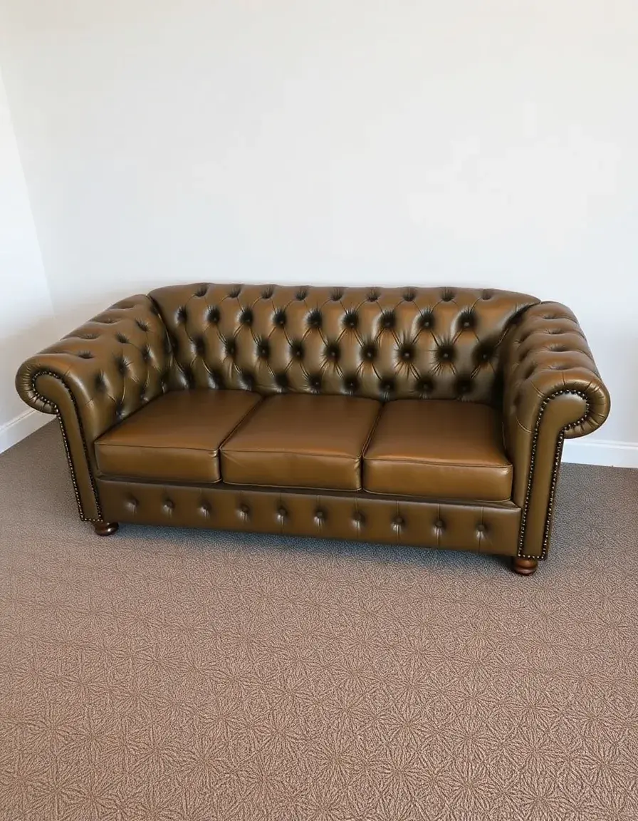 Tufted button leather loveseat