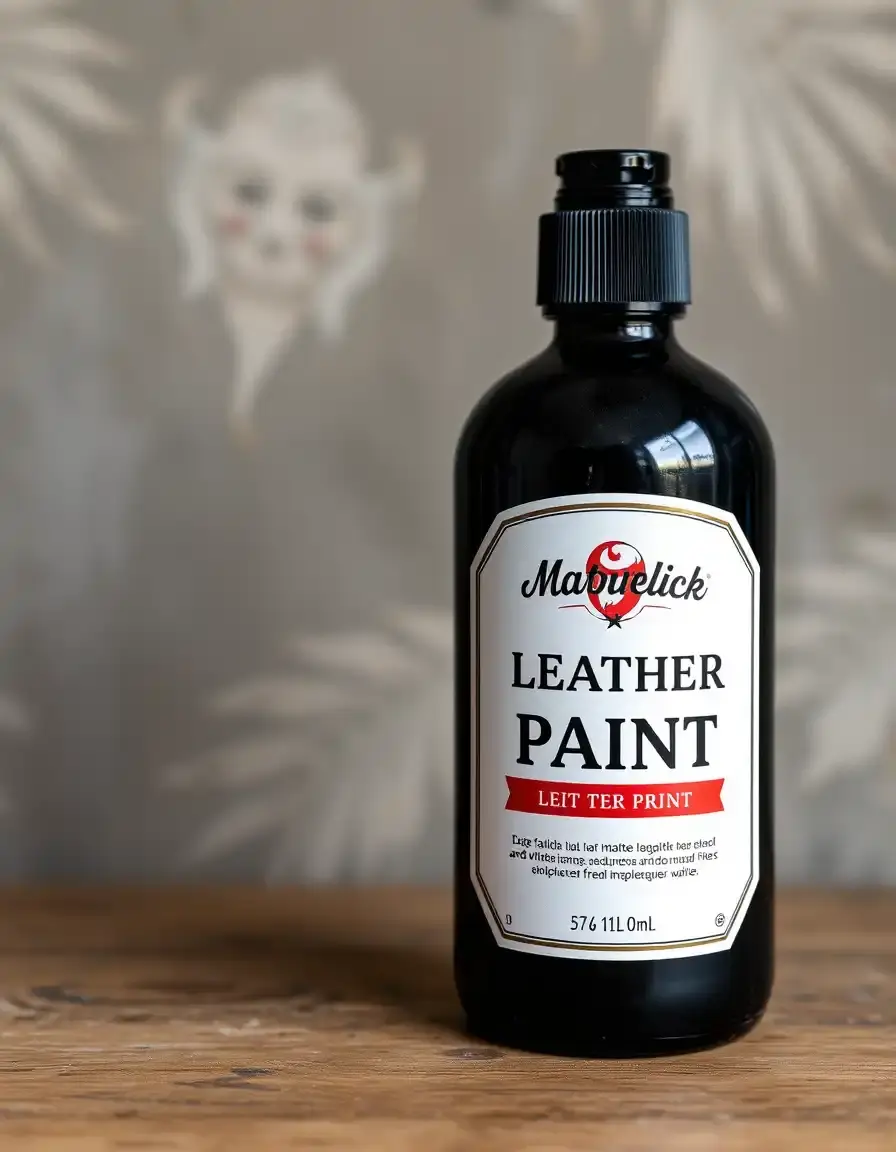 Bottle of high-quality black leather paint for restoration