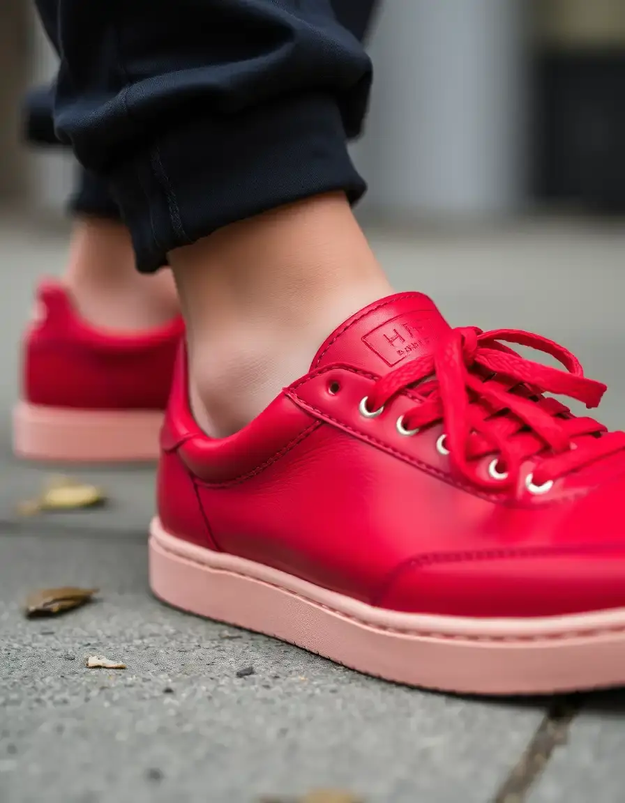 Red leather sneakers