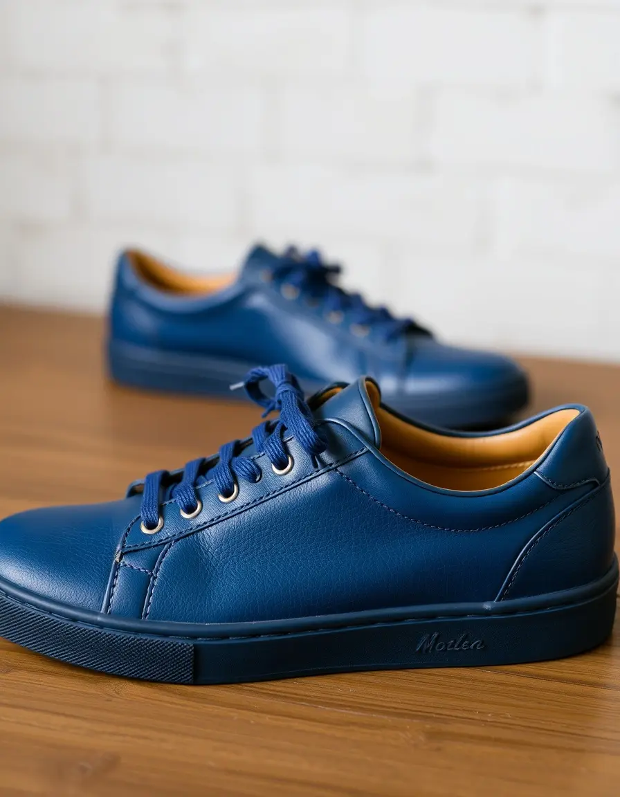 Blue leather sneakers
