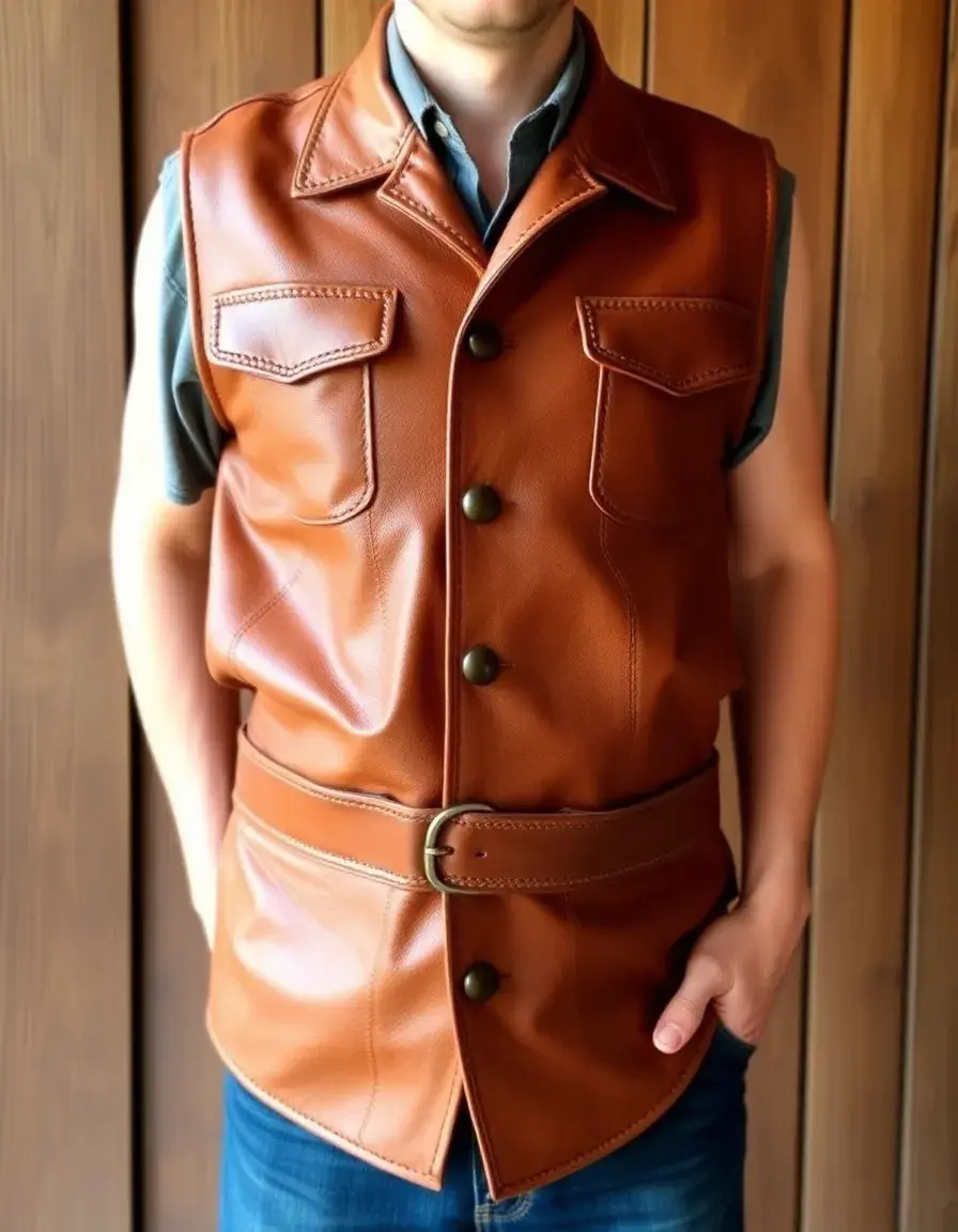 Western style leather vest