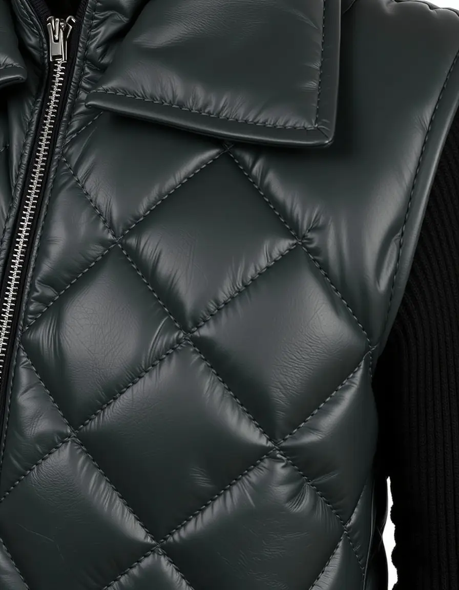 Quilted padded leather vest