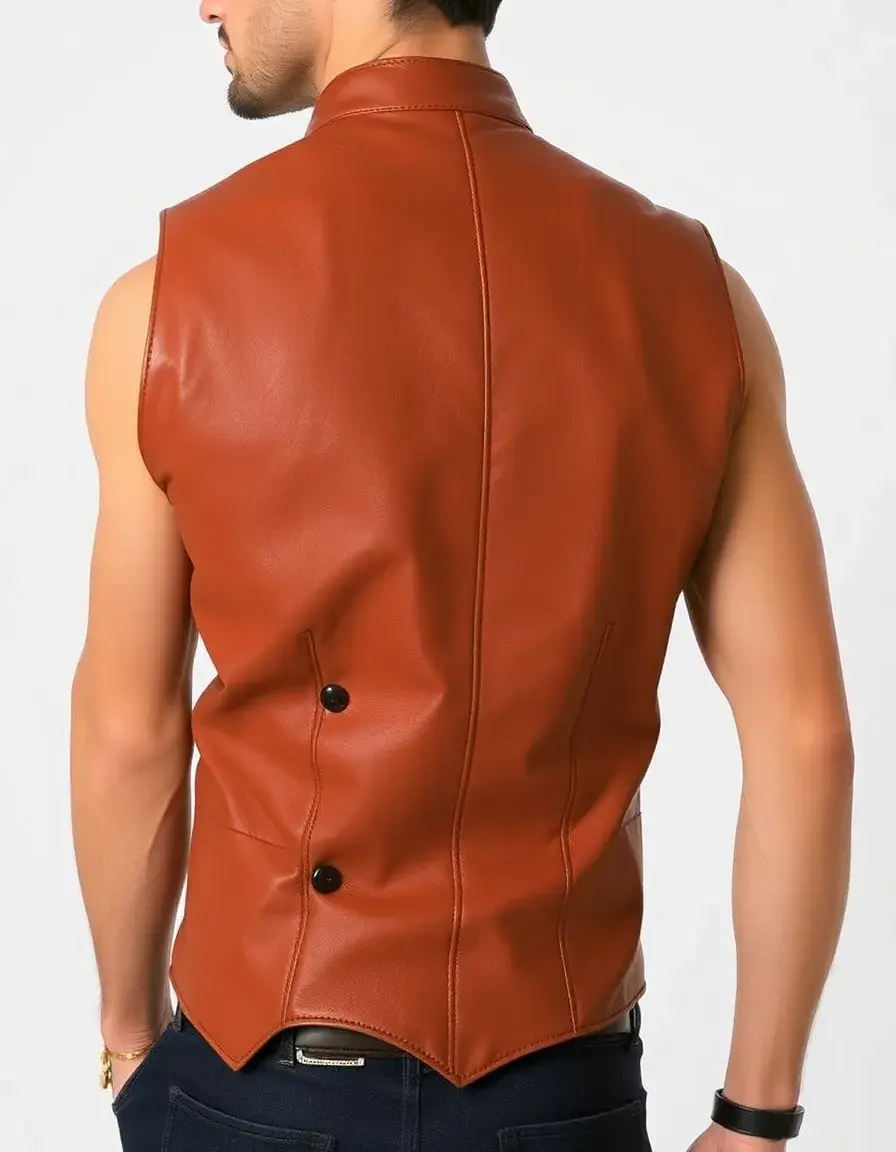 Tailored fitted leather vest