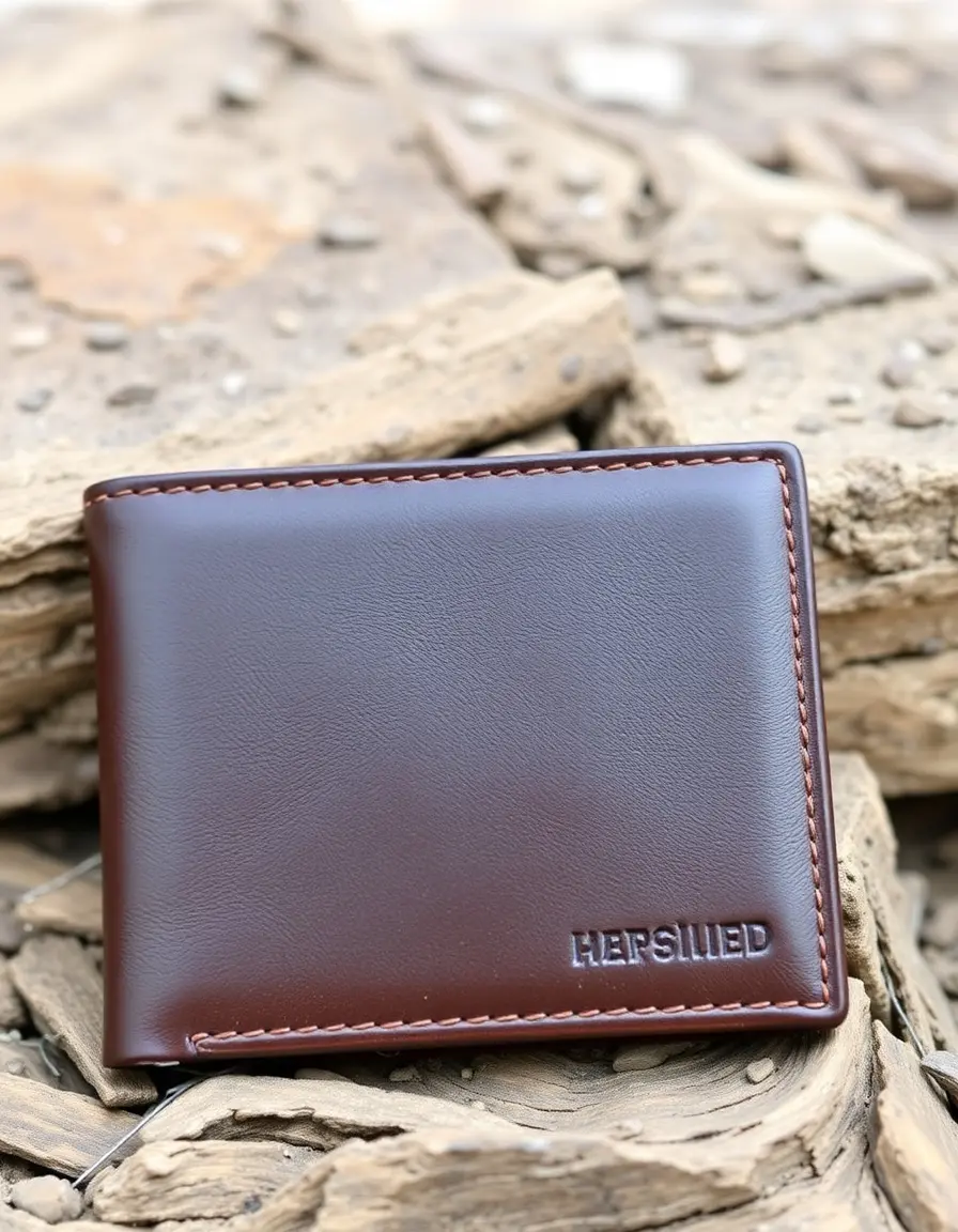 Classic bifold mens leather wallet in rich brown