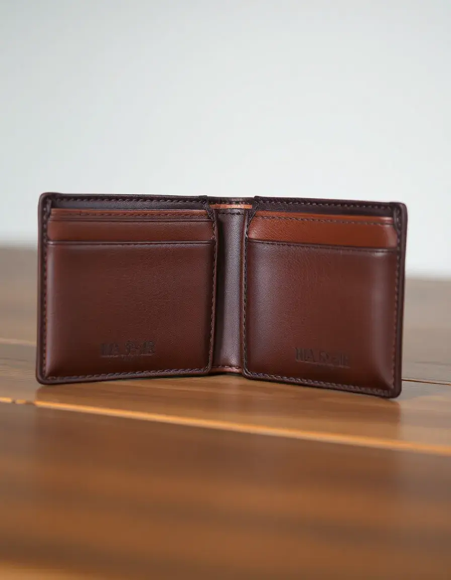 RFID protected mens leather wallet with security lining