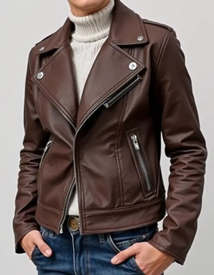 Nubuck leather jacket velvety texture closeup