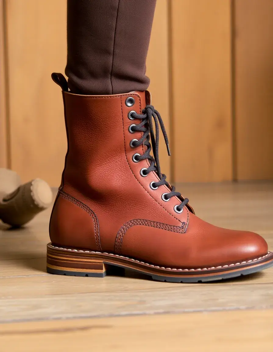 Brushed nubuck leather boots in autumn setting