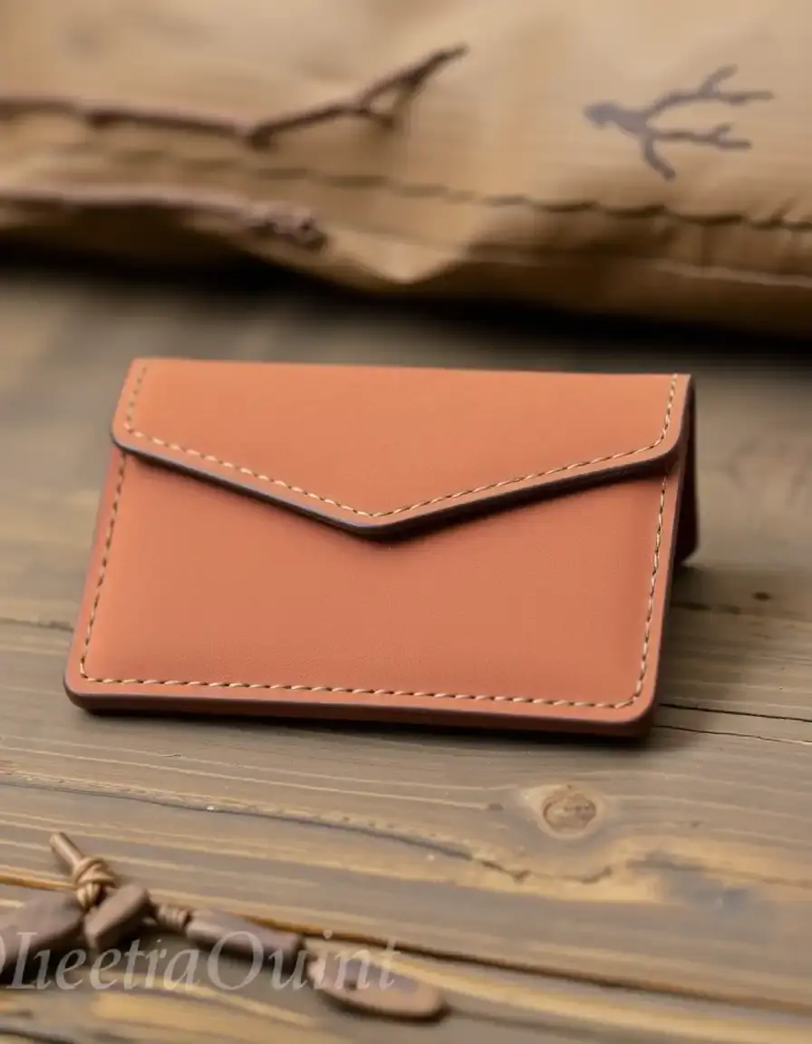 Matte nubuck leather wallet showing fine grain