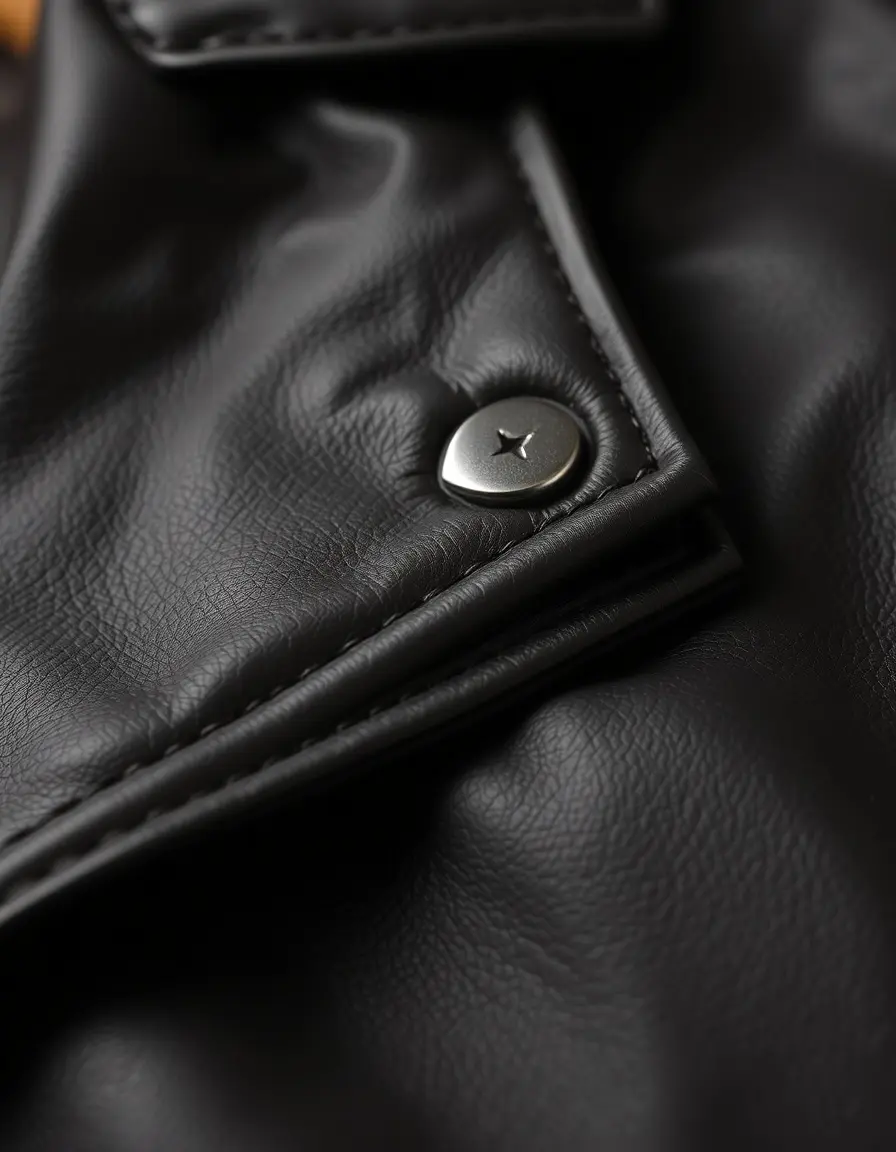 Genuine leather jacket label close-up highlighting the grade name