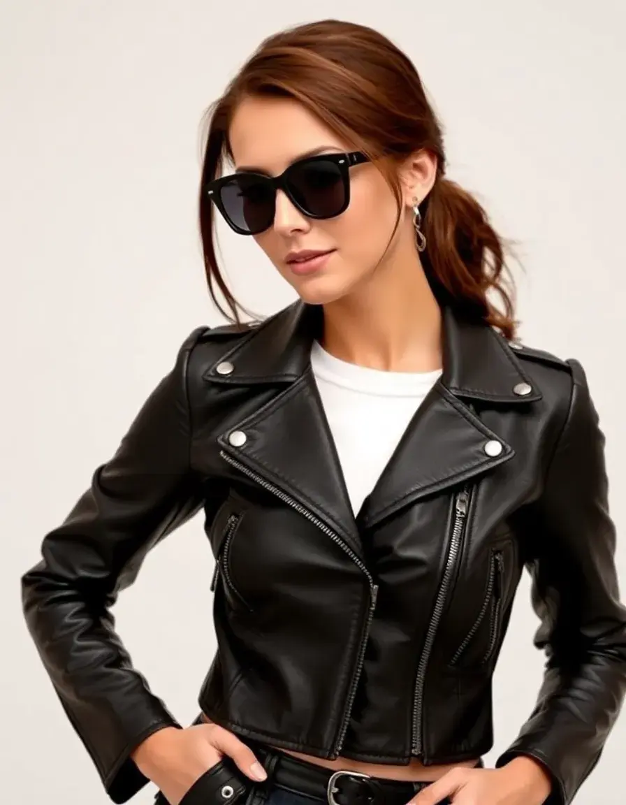 Women's cropped leather jacket