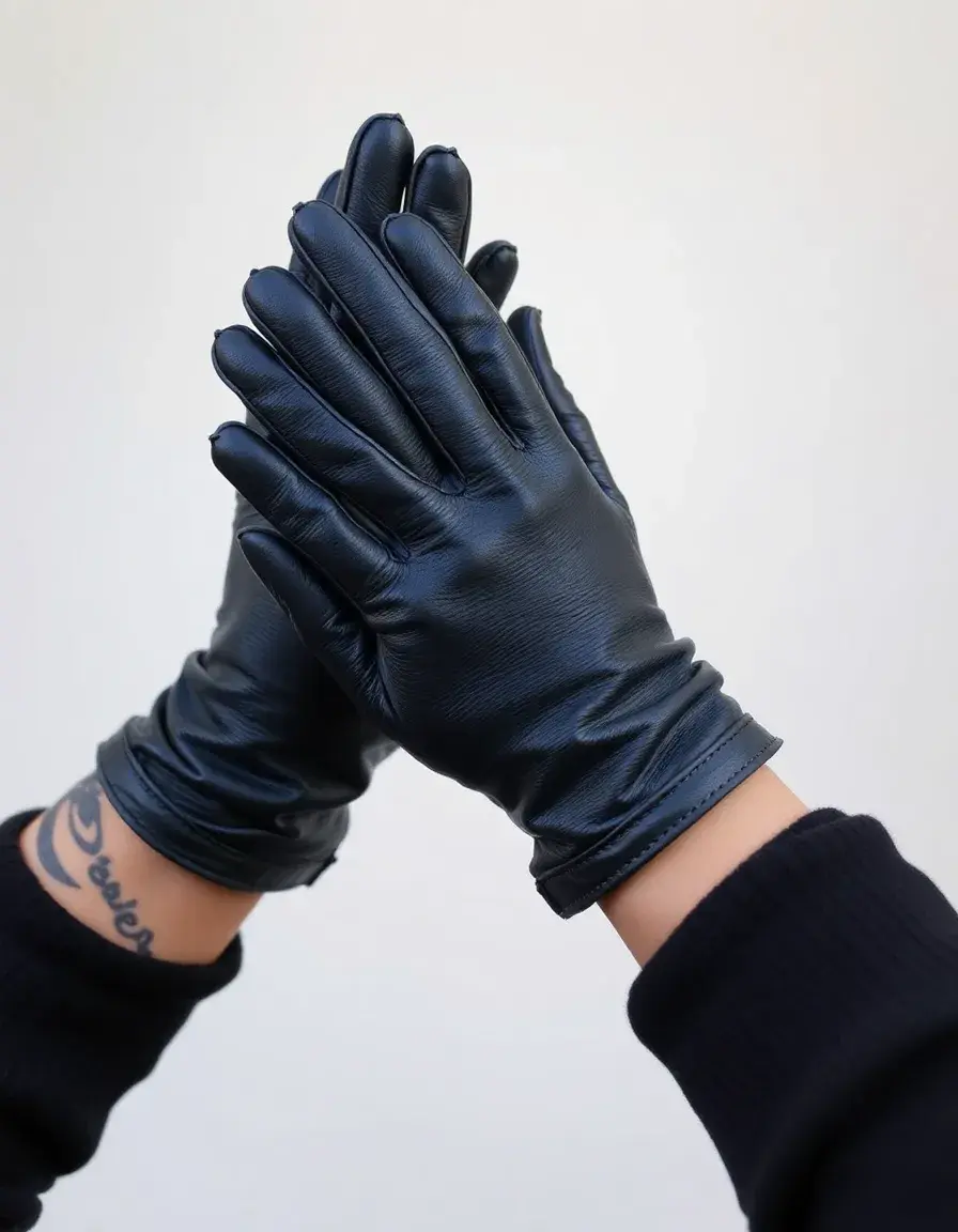 Soft faux leather gloves with modern finish
