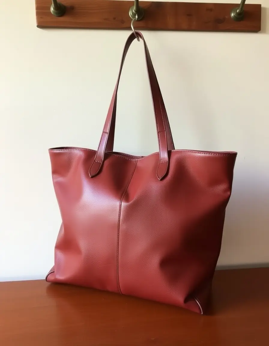 Classic leather tote bag showing high-quality grain and sturdy handles
