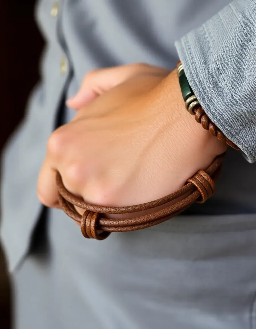 Multi-wrap leather bracelet for men