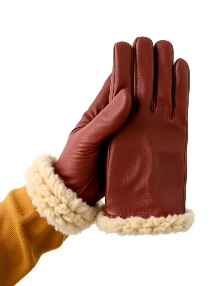 Lined warm leather gloves with plush interior