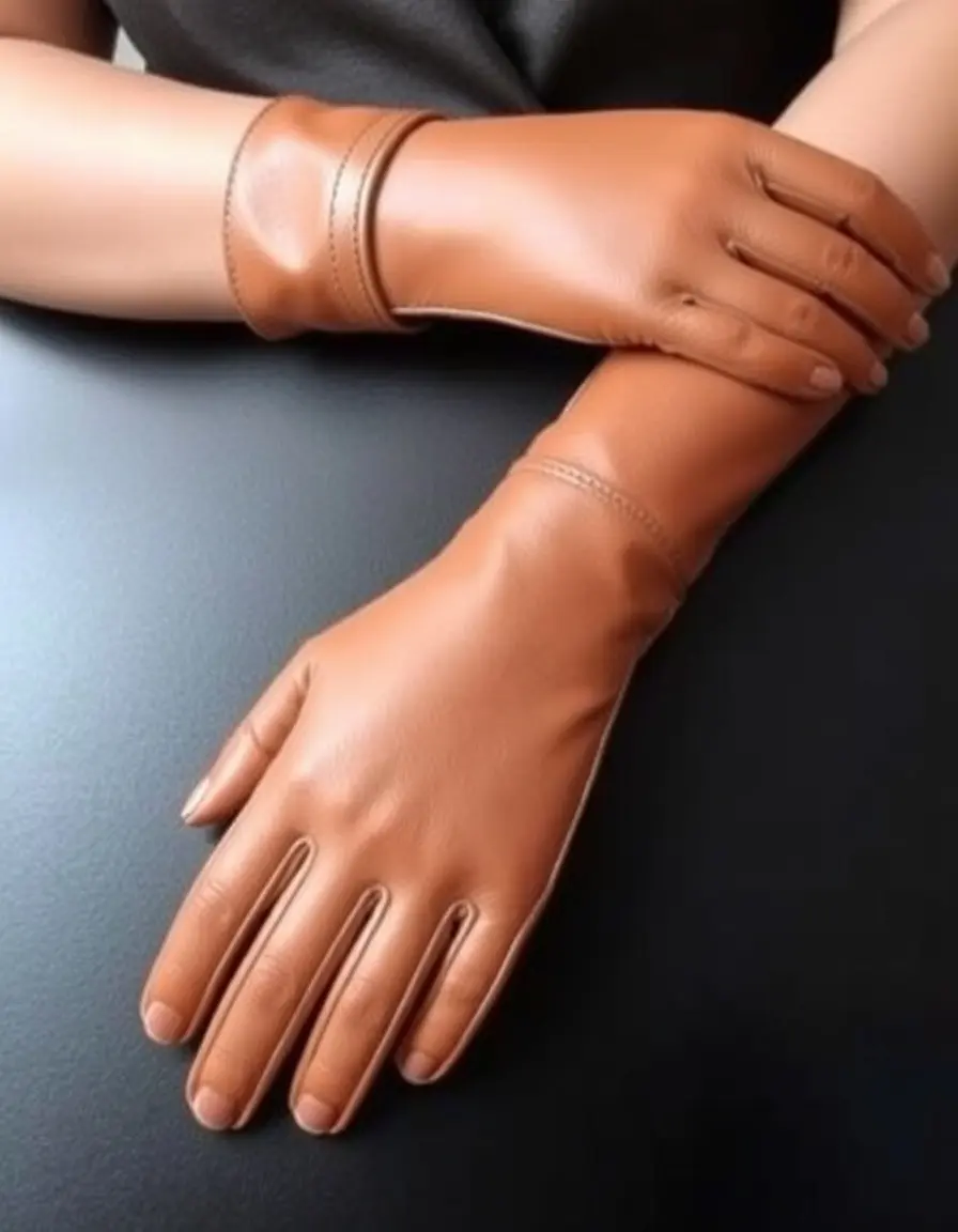 Fashion long leather gloves in elegant black