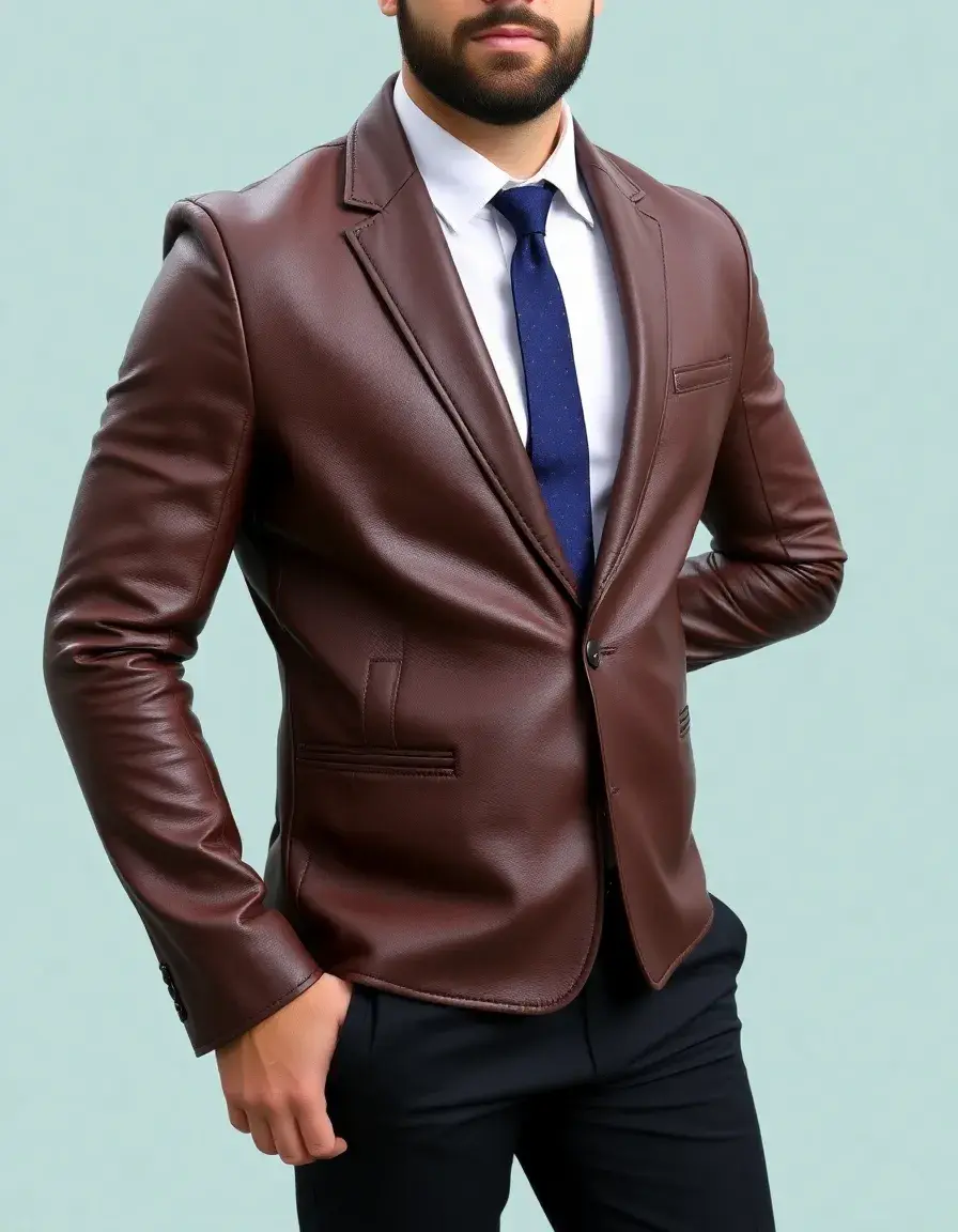 Formal leather blazer for men