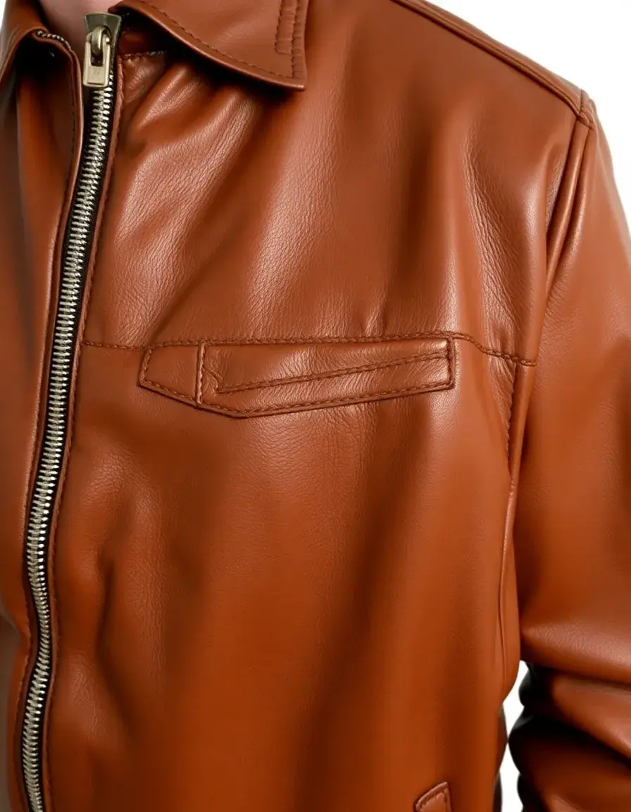 Vintage distressed brown leather jacket
