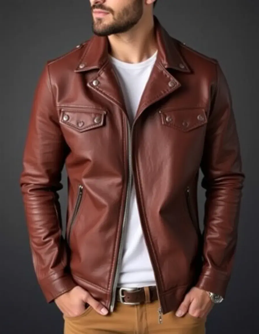 Affordable black leather jacket for men