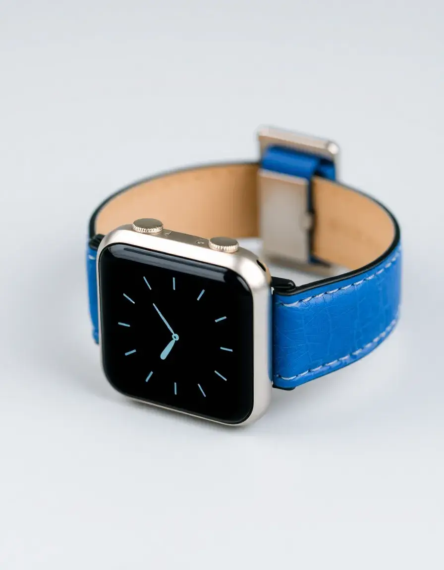 Deep blue leather Apple Watch band