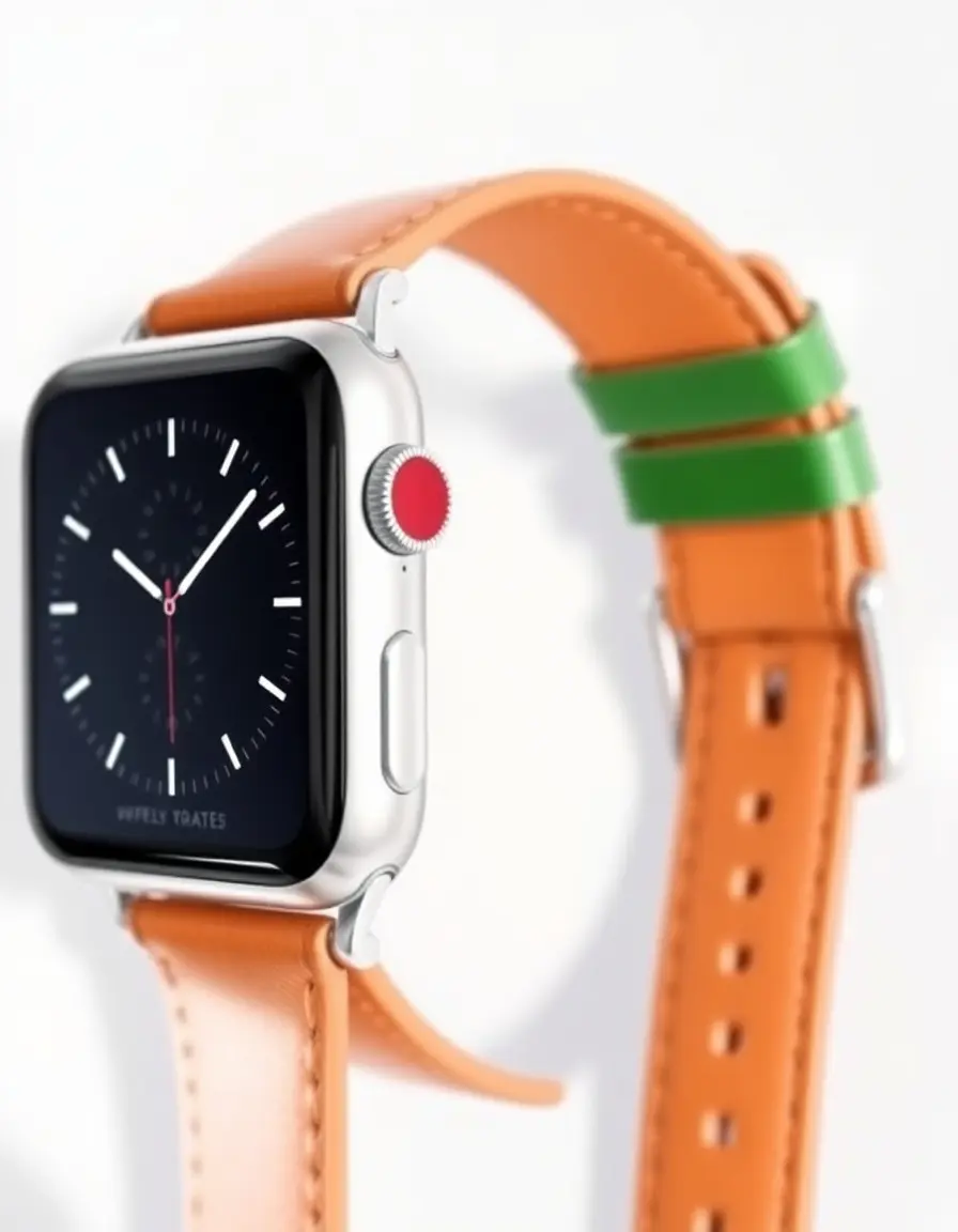 Forest green leather Apple Watch band